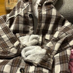 Brown Plaid Hooded Jacket